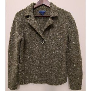 Karen Scott Wool Blend One Button Cardigan Collared Womens Small Excellent Cond.
